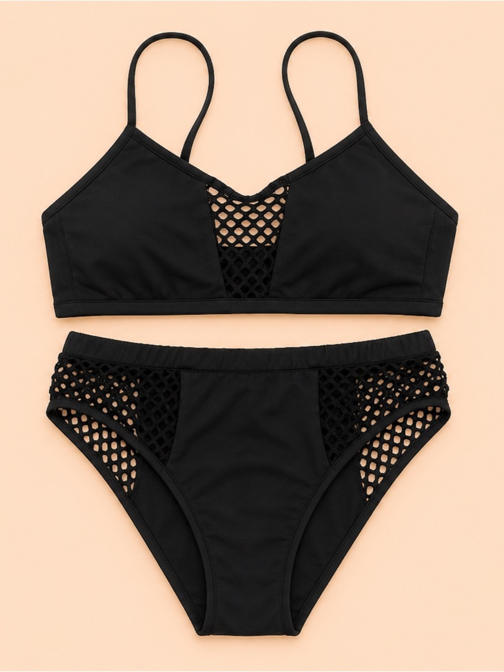 CUPSHE BLACK MESH BIKINI